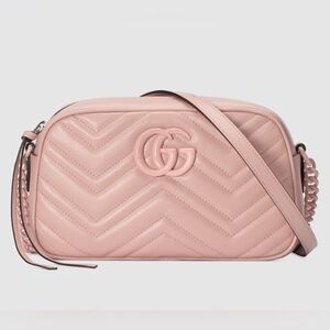 $2,950 New, Authentic GUCCI Marmont Dusty pink purse shoulder bag sale chain
